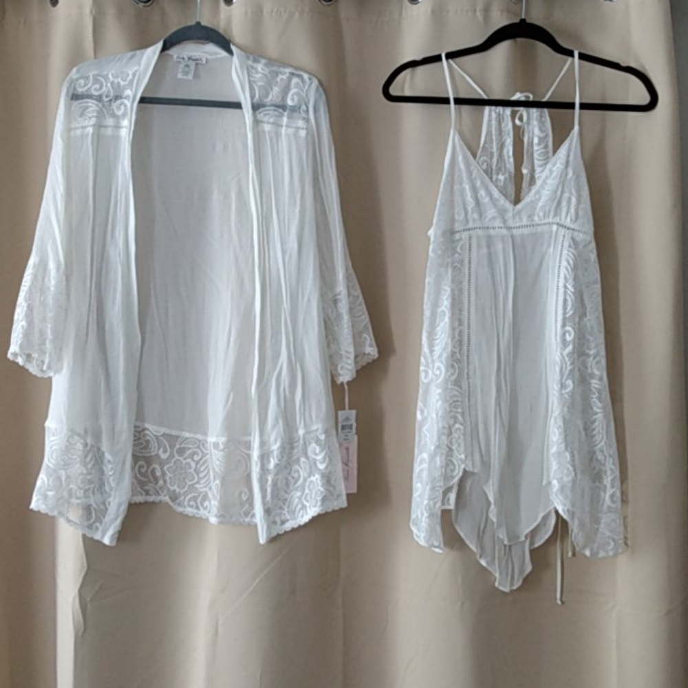 Bridal set white chiffon and lace